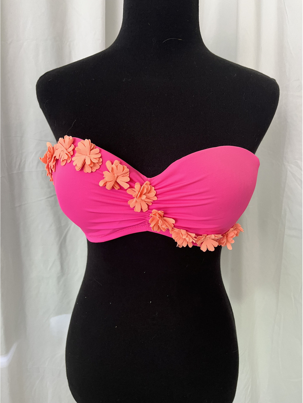 Victoria's Secret Pink Strapless Top with Orange Floral Appliques